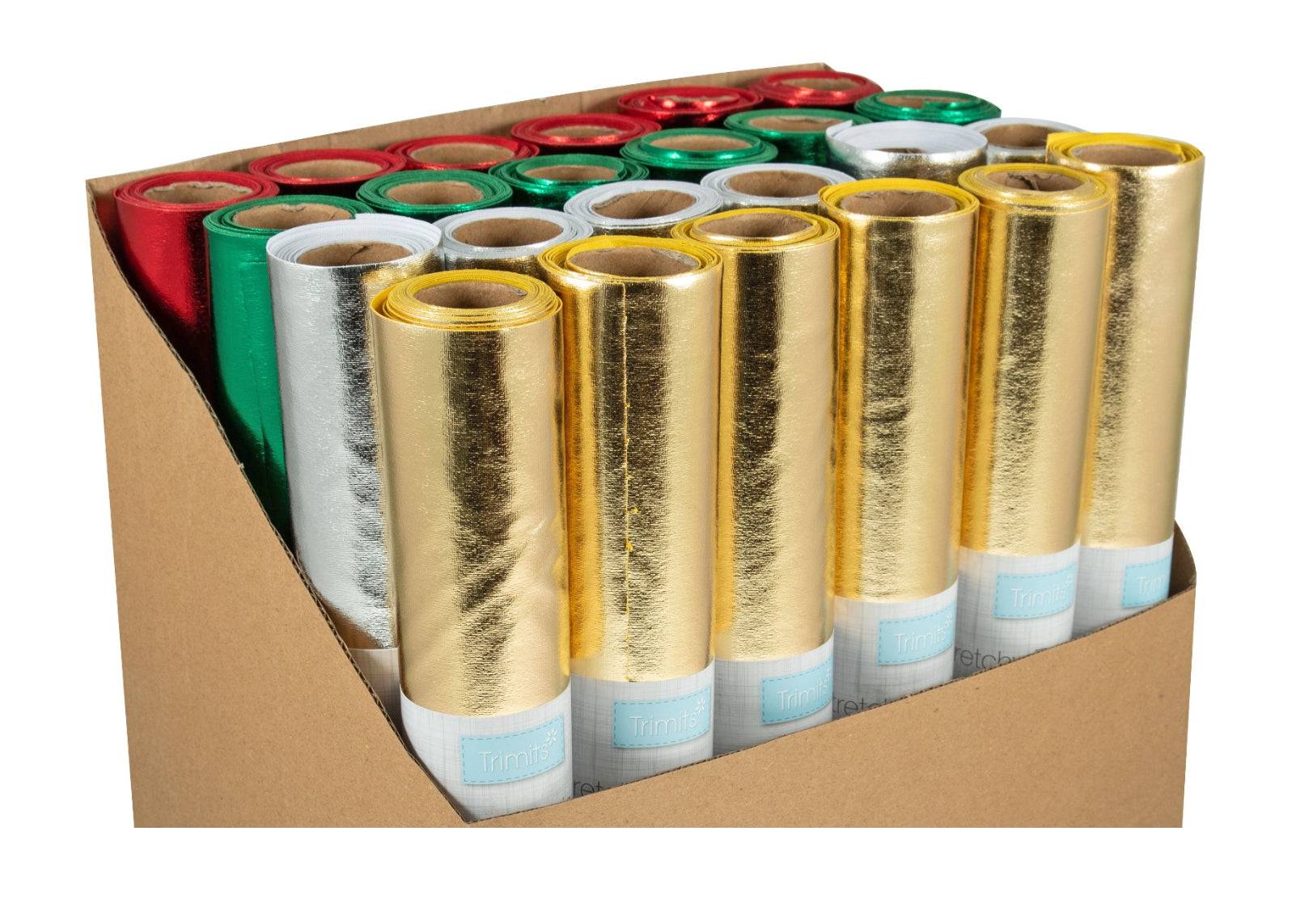 Festive Stretchy Metallic Roll: 2m x 28cm - Cheap Fabrics
