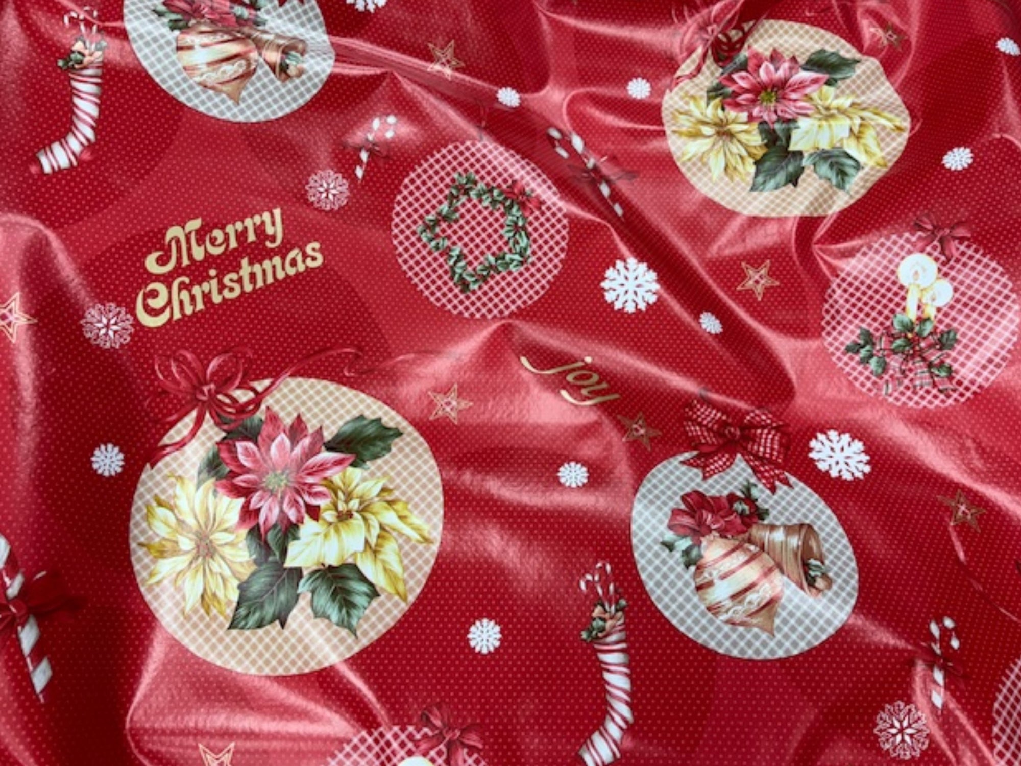Merry Christmas Baubles - PVC Tablings - Cheap Fabrics