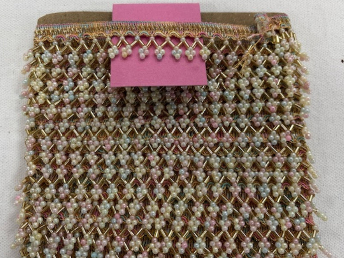 Pastel Cluster Pearl Beaded Trim - Cheap Fabrics