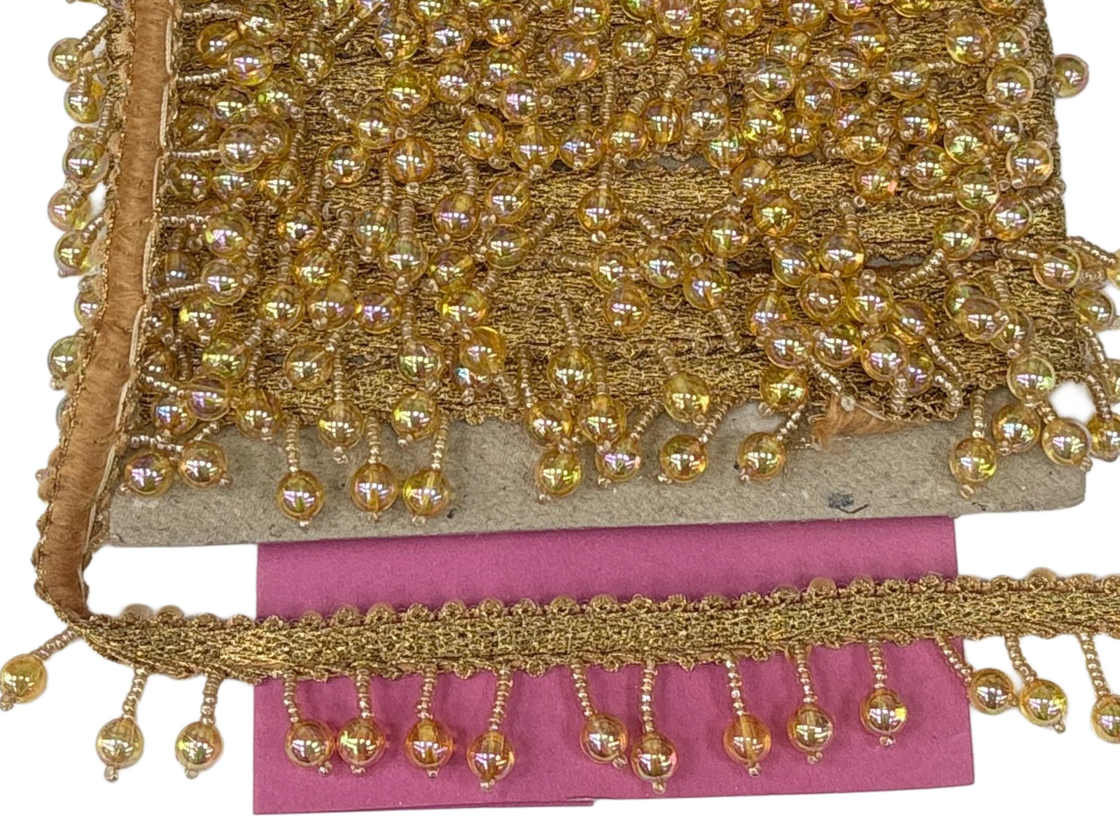 Iridescent Gold Beaded Tassel Border - Cheap Fabrics