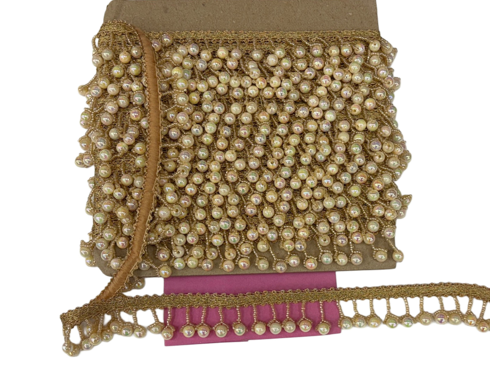 Gold Trim With Iridescent Pearl Bead Drops - Cheap Fabrics