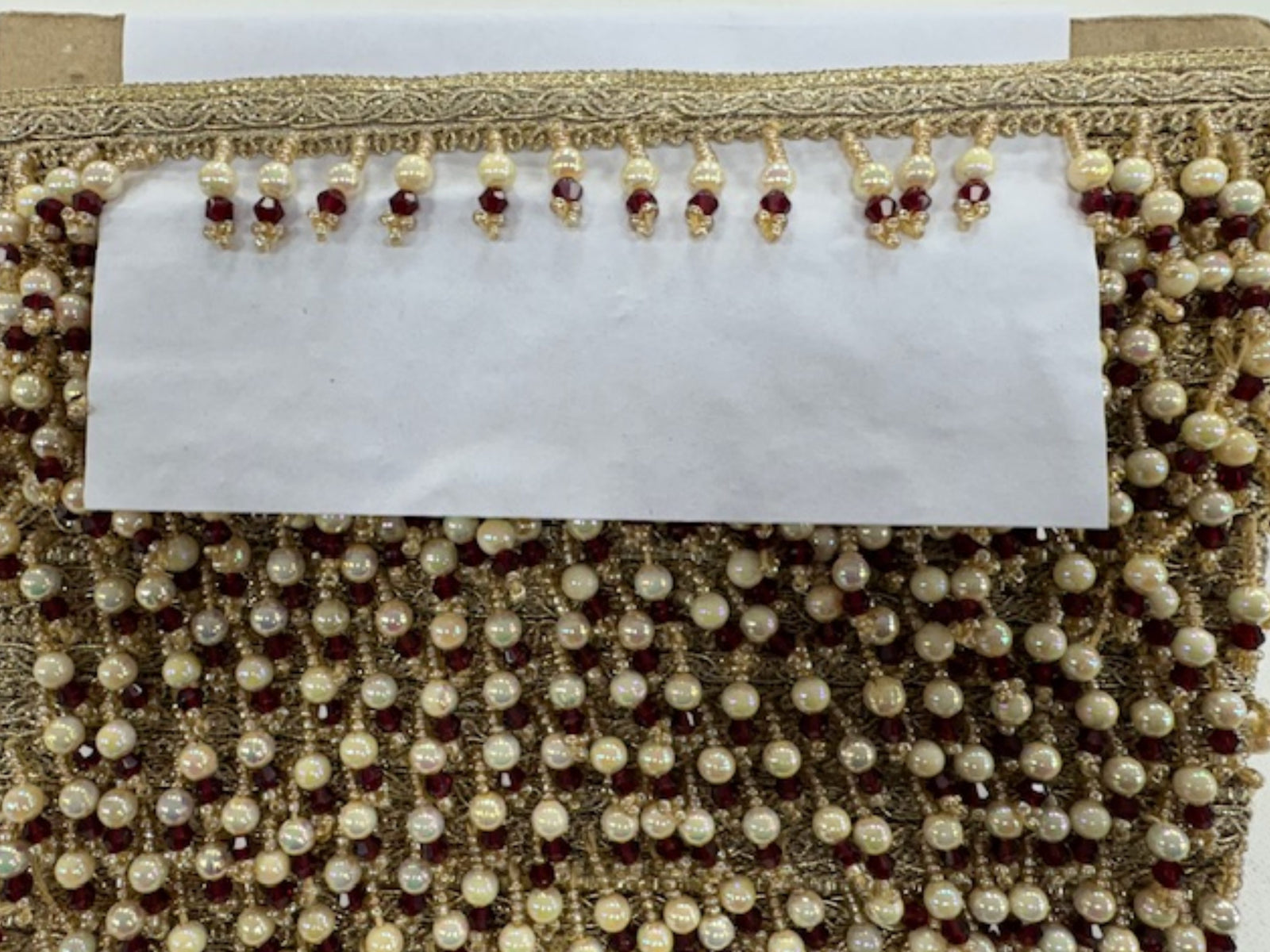 Imperial Maroon & Gold Trim with Hanging Beads - Cheap Fabrics