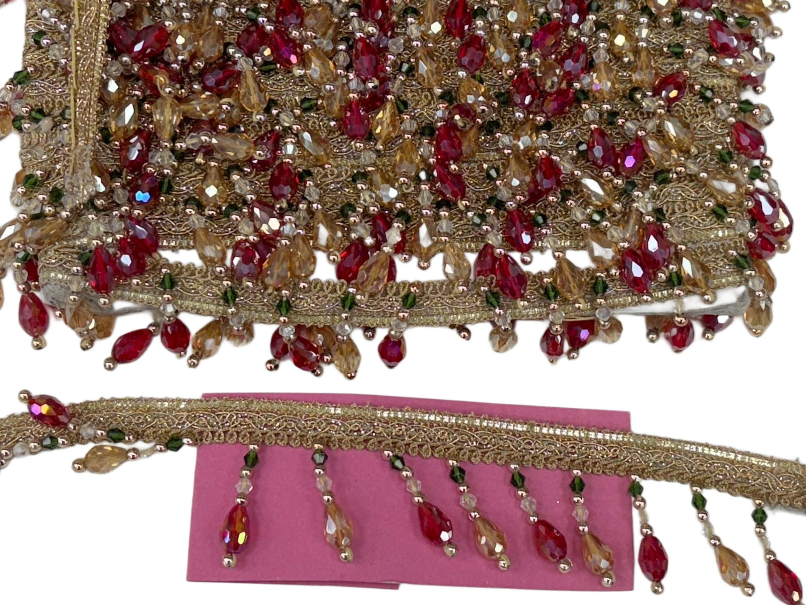 Meenakari Gold Beaded Tassel Border - Cheap Fabrics
