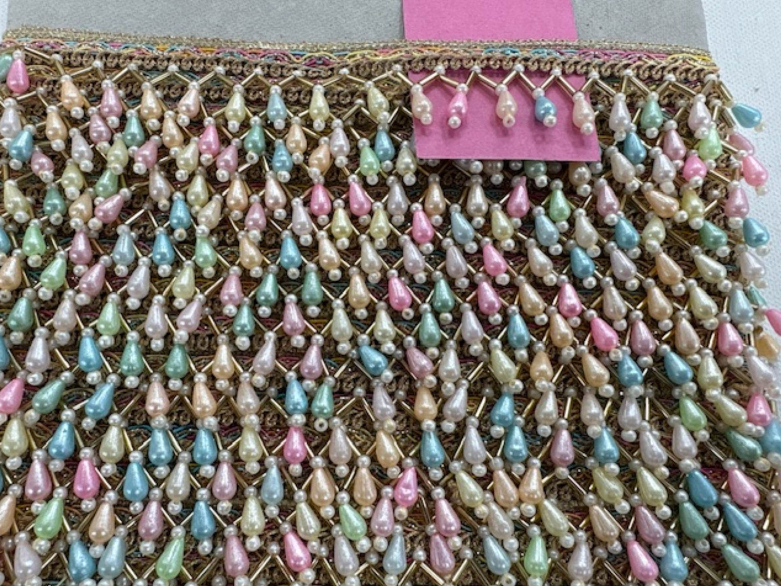 Multi-Colour Pearl Beaded Tassel Trim - Cheap Fabrics