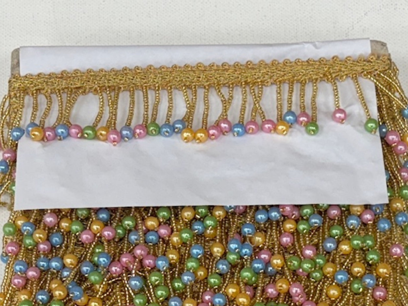 Fringe Trim with Multicolour Pearl Beads - Cheap Fabrics