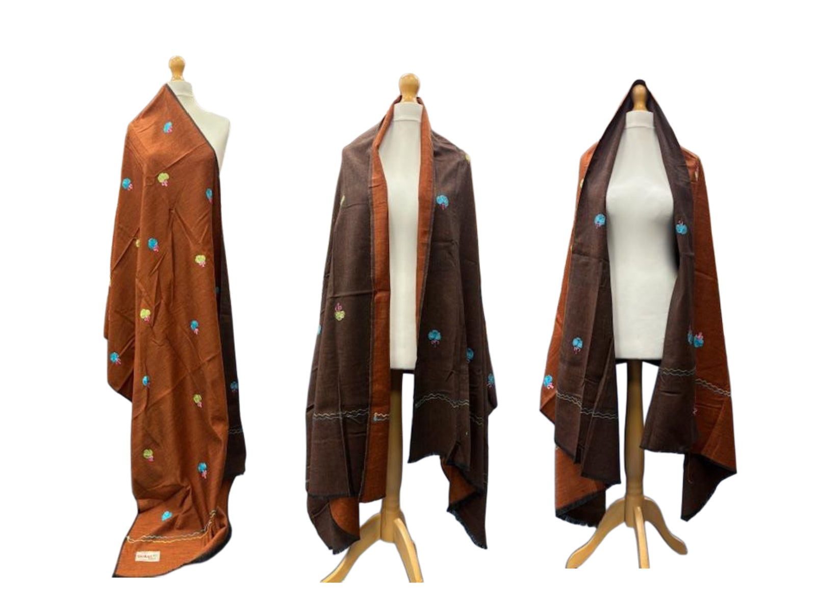 Threadwork Wool Blend Shawl - REVERSIBLE BROWN/TAN - Cheap Fabrics