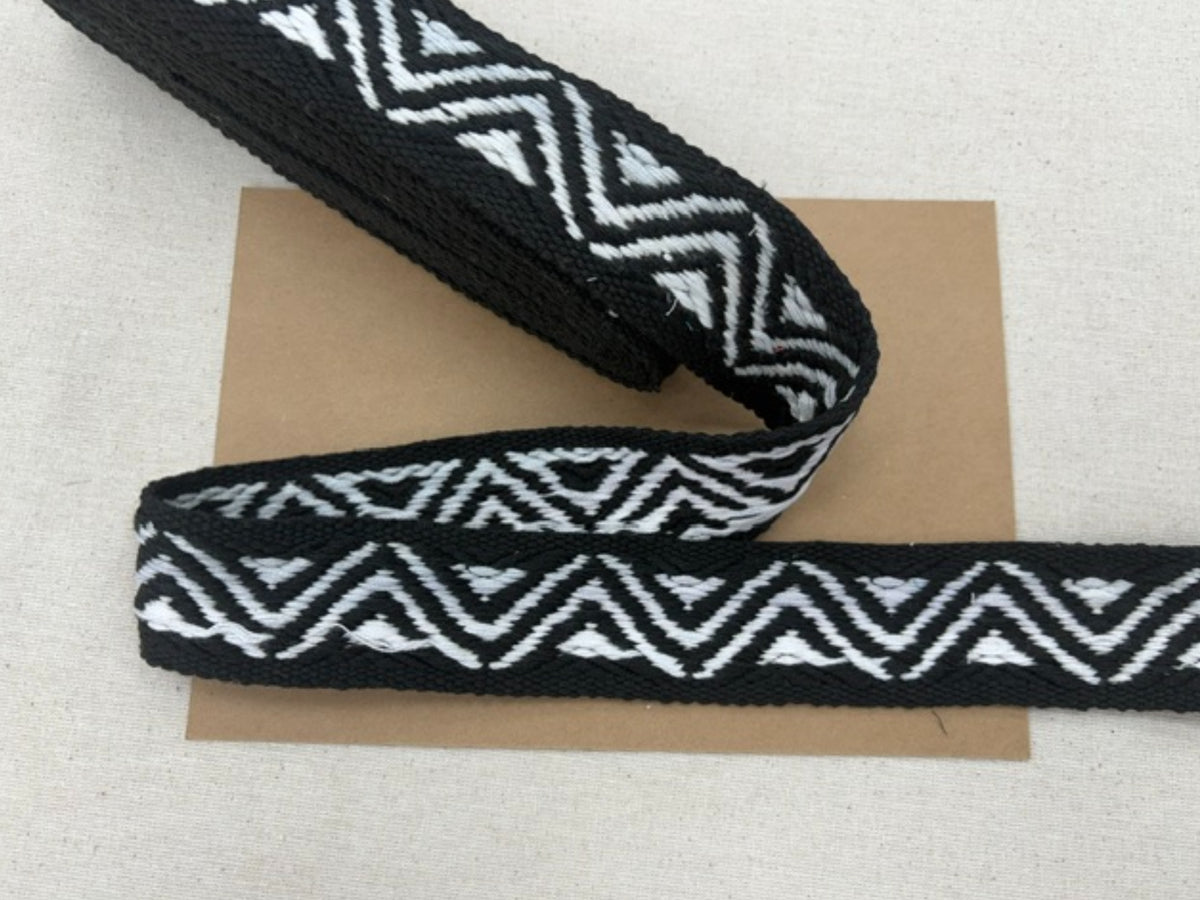 Threadwork Fabric Trim - Black & White 40mm