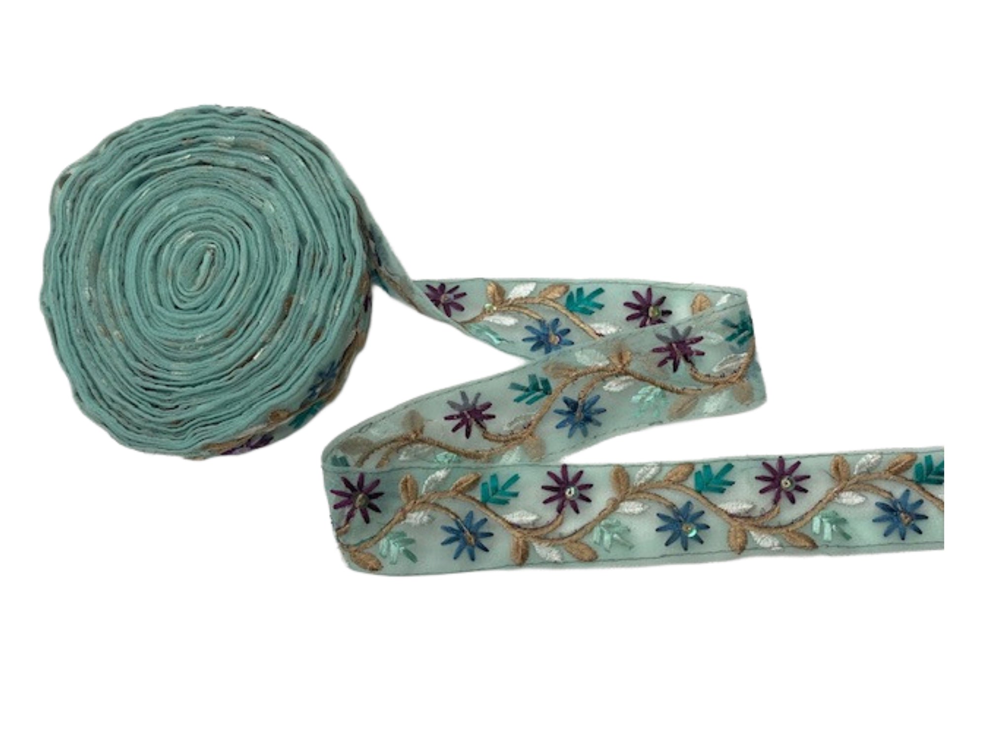 Tulle Ribbon Trim - Flower Design (35mm)