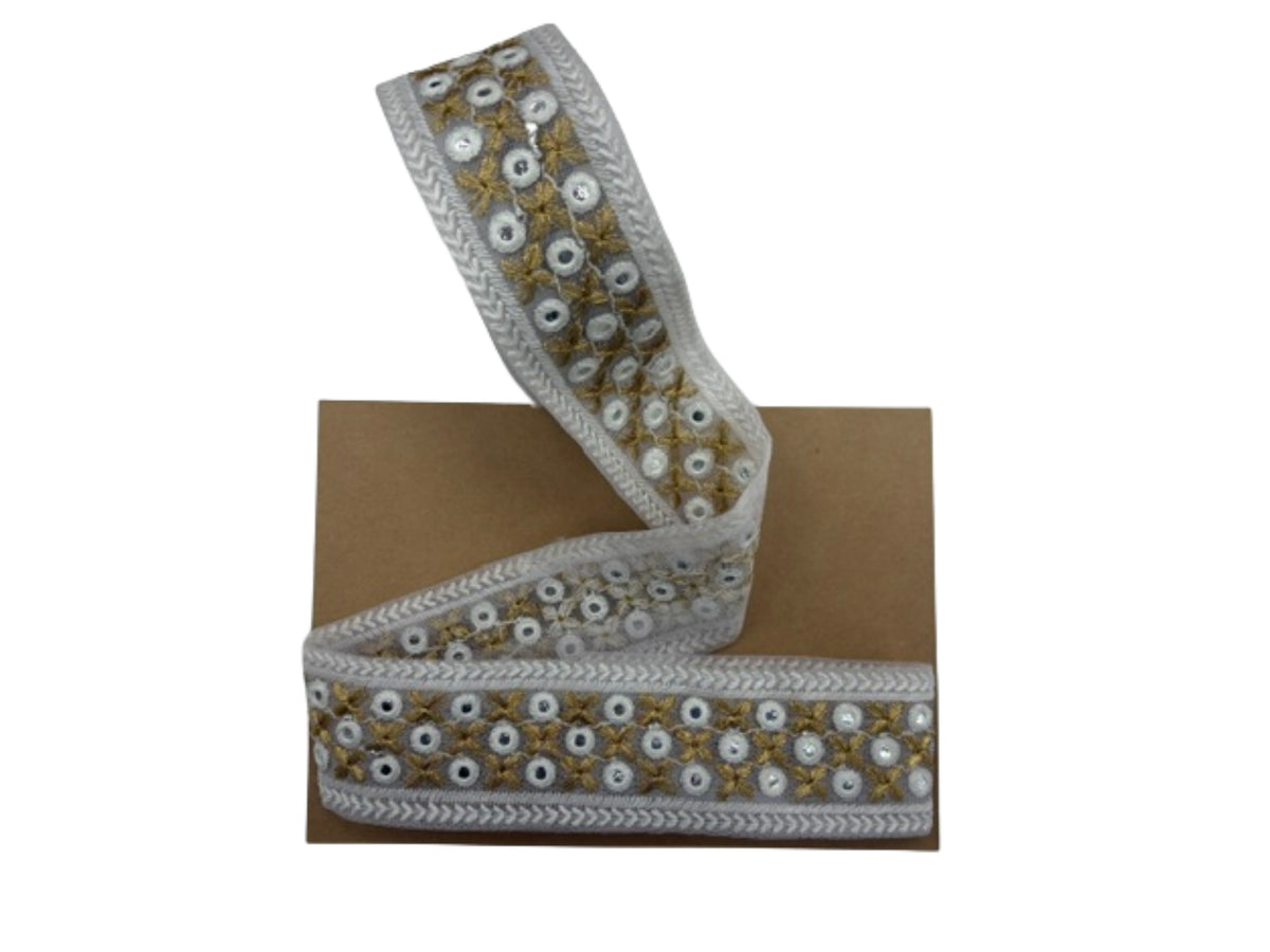 Flexi Mirror Metallic Threadwork Trim - 50mm Wide (SECONDS)