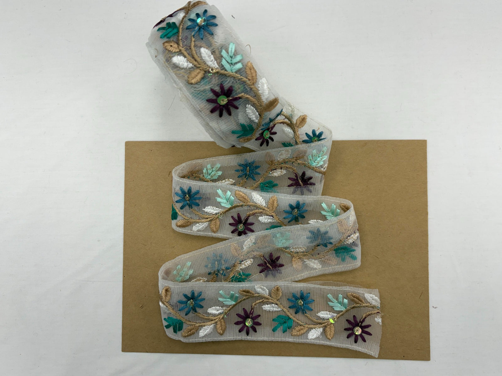 Tulle Ribbon Trim - Flower Design (35mm)