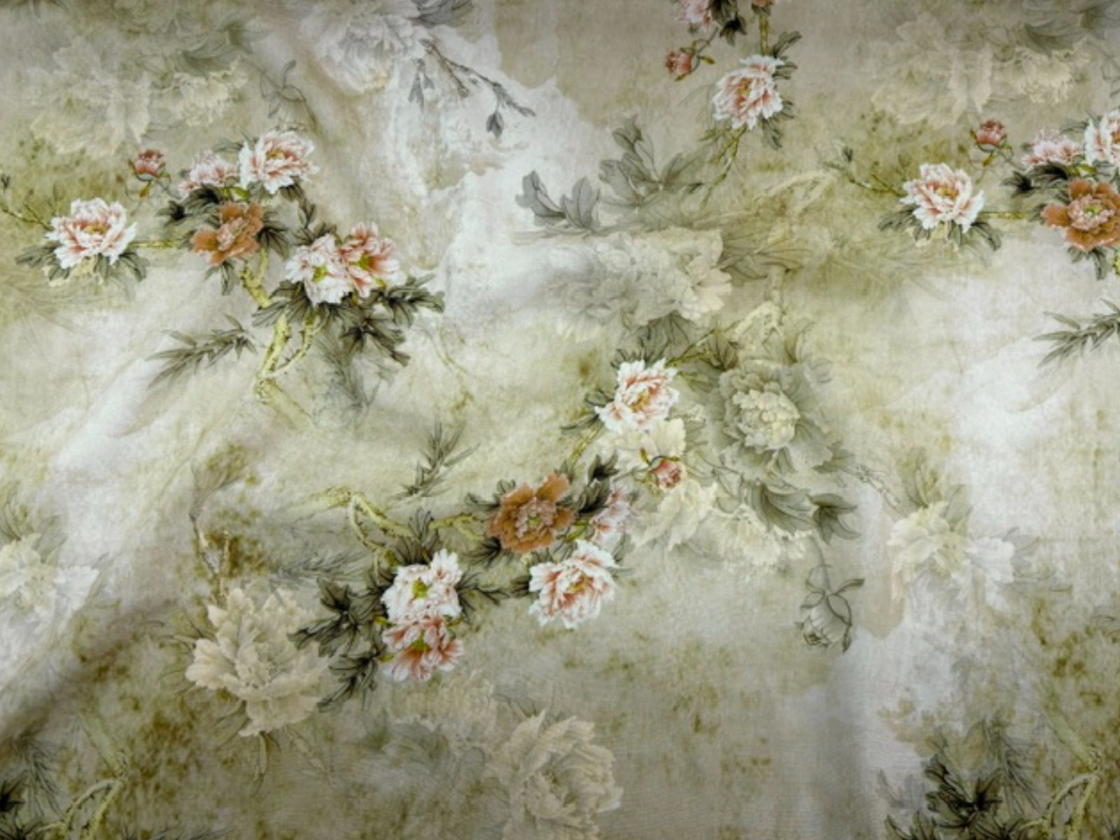 Pink floral printed viscose fabric with cloudy floral pattern from Cheap Fabrics' Deluxe Printed Viscose Fabric collection.