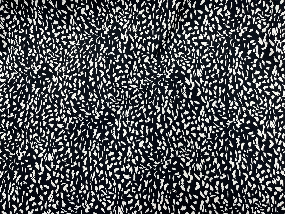 White Ditsy - Printed Crepe Fabric - Cheap Fabrics