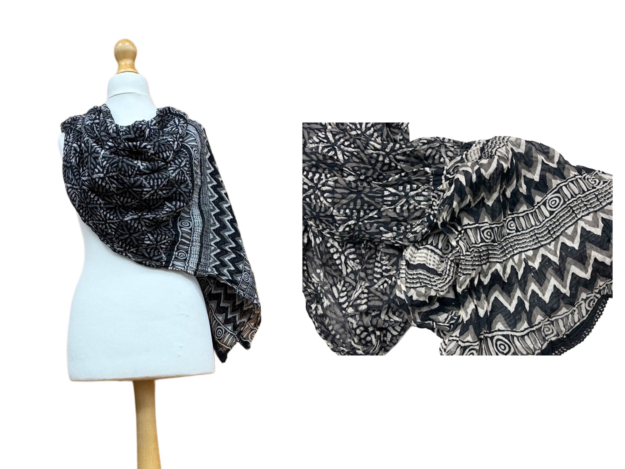 Mono Scarf Design 22- Printed Cotton Scarf - Cheap Fabrics