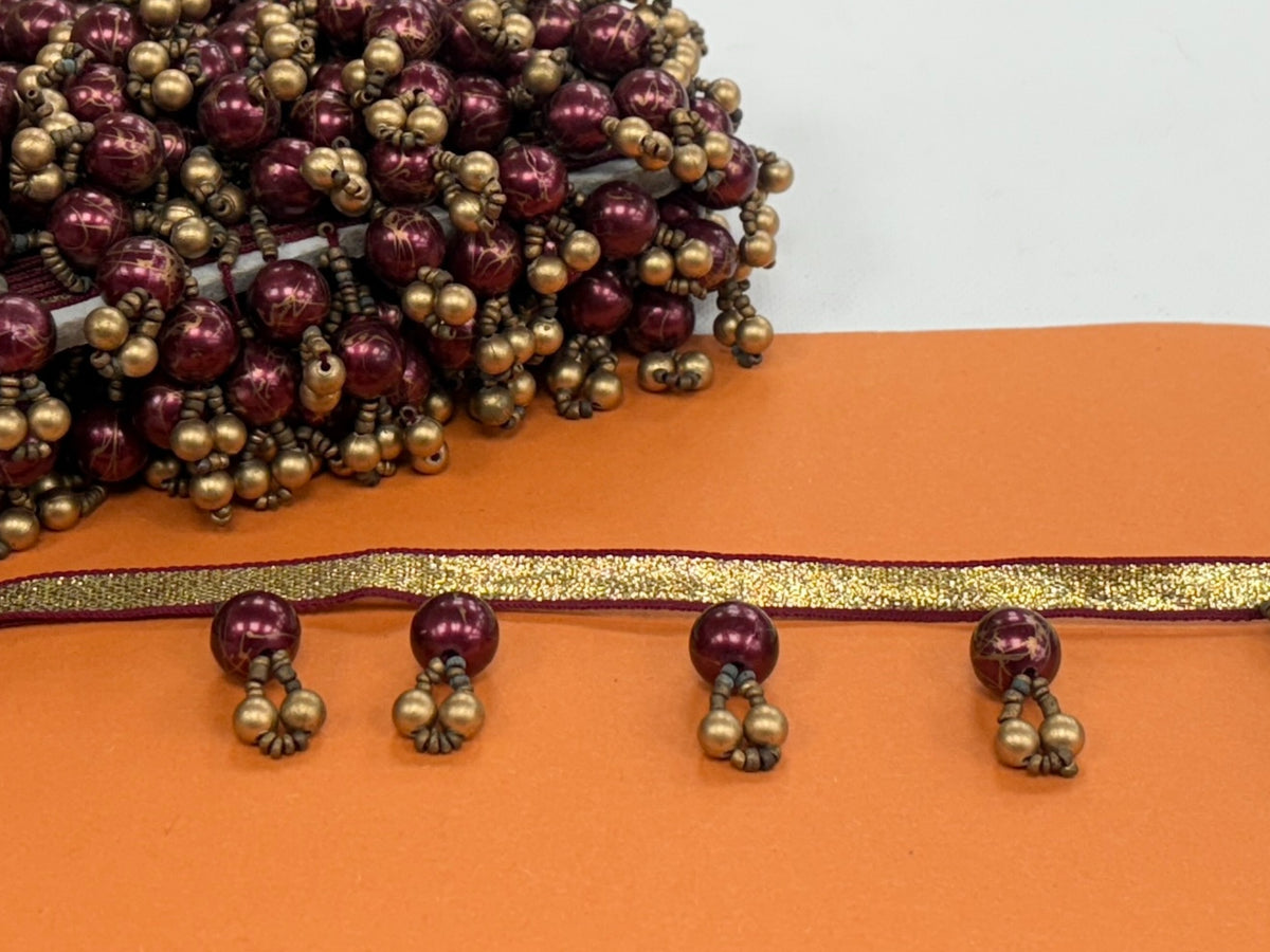 Wine Beaded Trim - (SECONDS) - Cheap Fabrics