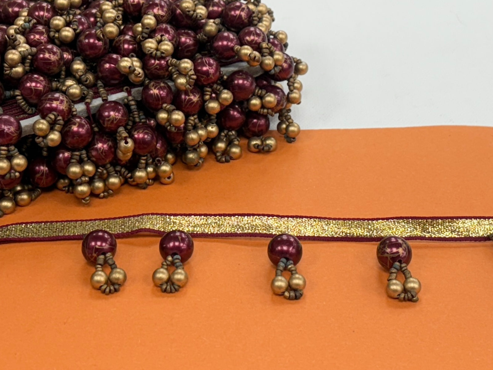 Wine Beaded Trim - (SECONDS) - Cheap Fabrics
