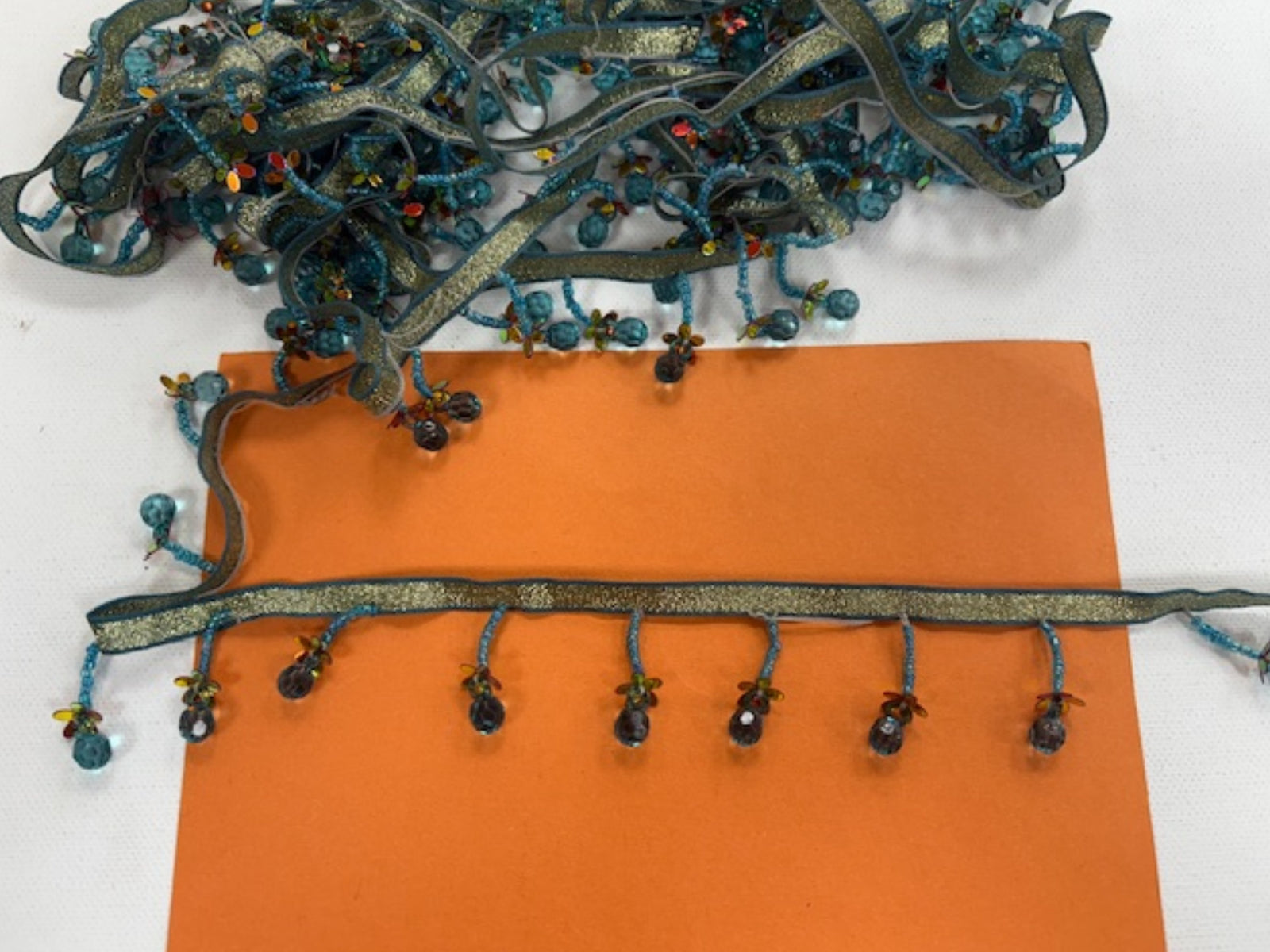 Turquoise Drop Trim - (DEFECT CLEARANCE) - Cheap Fabrics