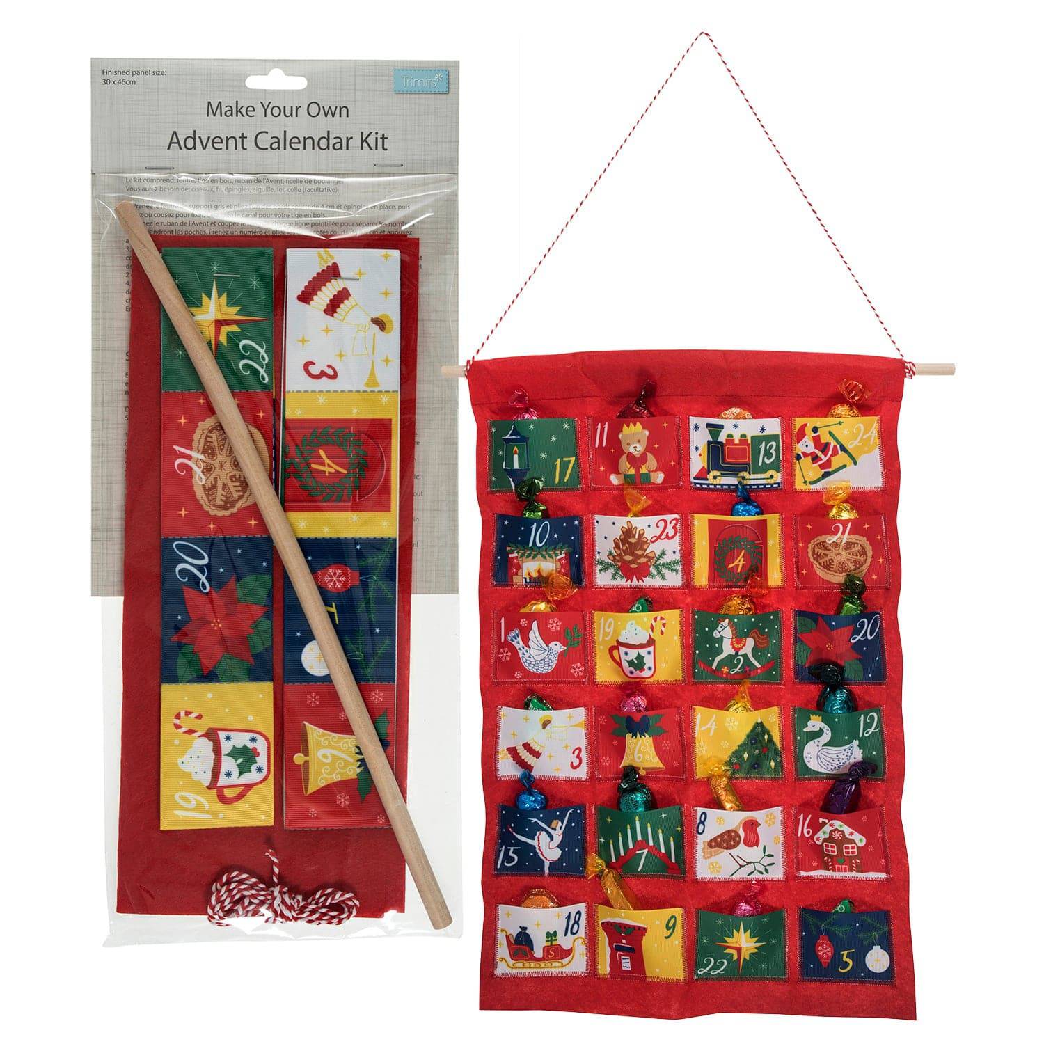 Make Your Own Advent Calendar Kit - RED - Cheap Fabrics