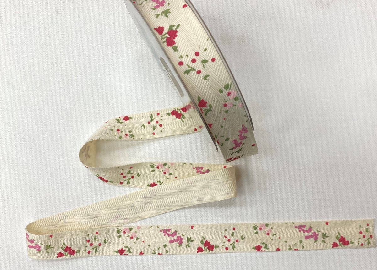 Afternoon Tea Floral Herringbone - Cotton Ribbon