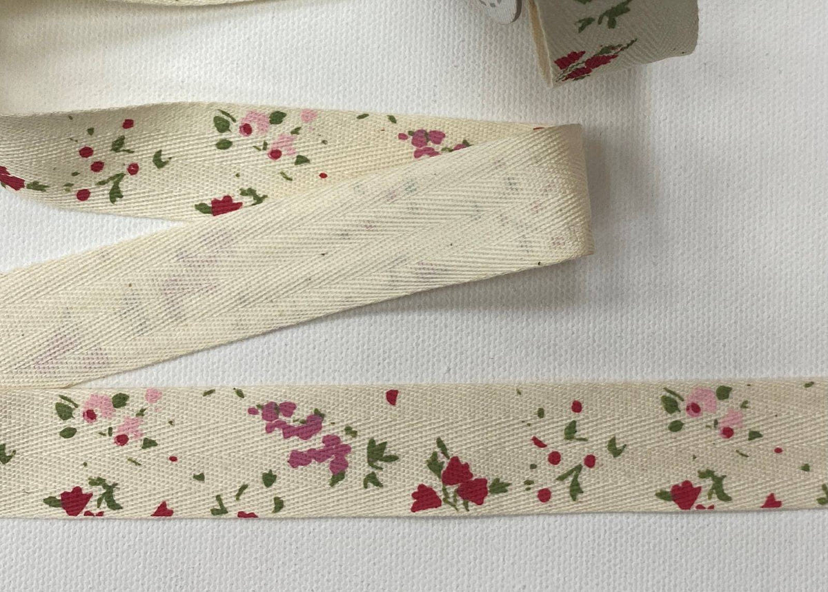 Afternoon Tea Floral Herringbone - Cotton Ribbon