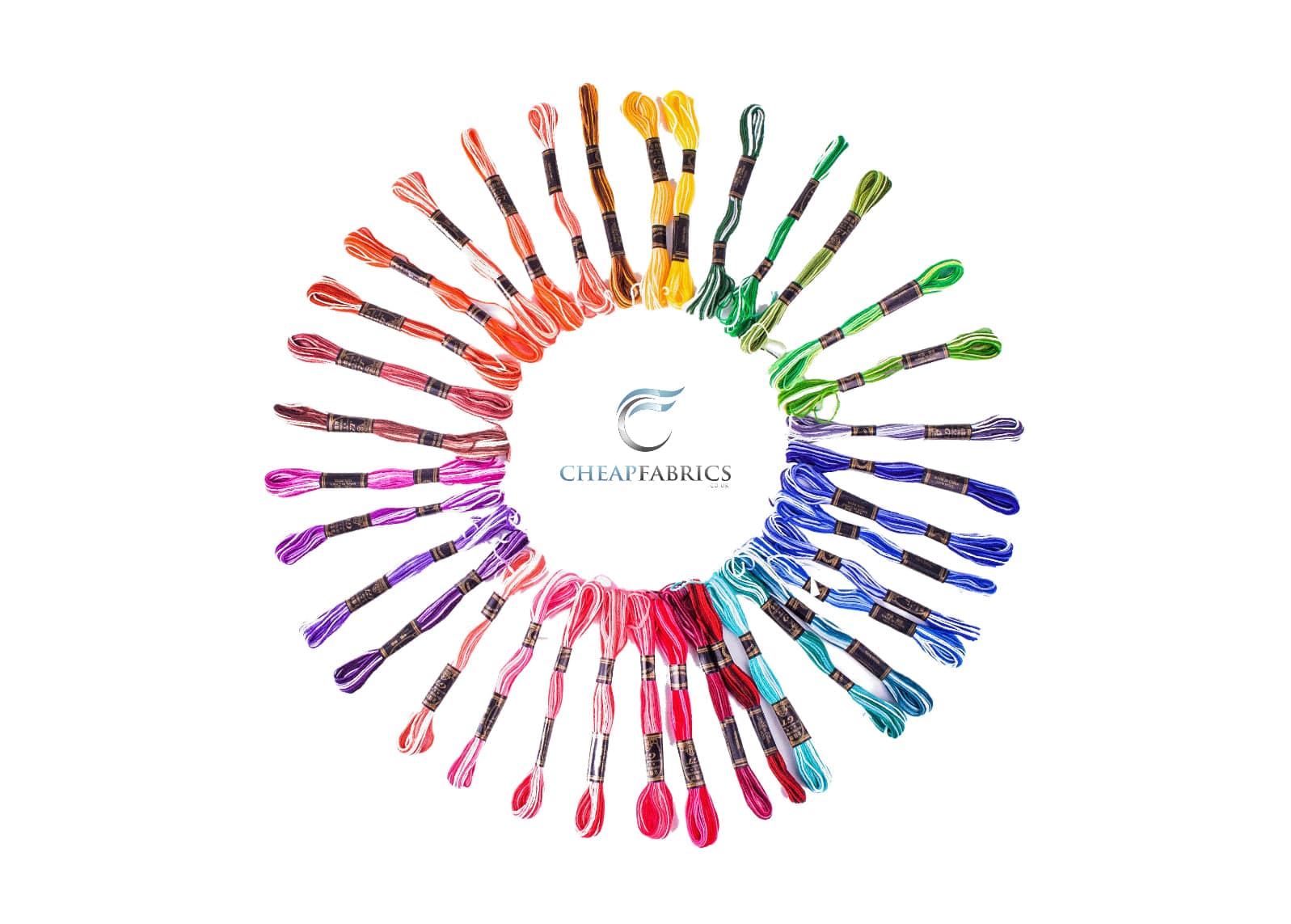 Embroidery Floss Thread: Stranded Cotton - Rainbow 36 x 8m Skeins - Cheap Fabrics