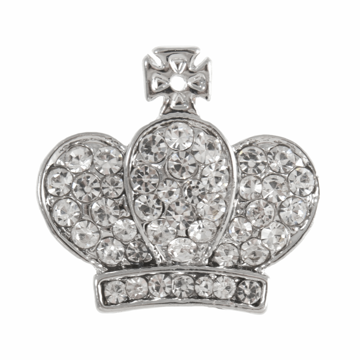 Diamante Crown Button: Shank -  24mm Silver