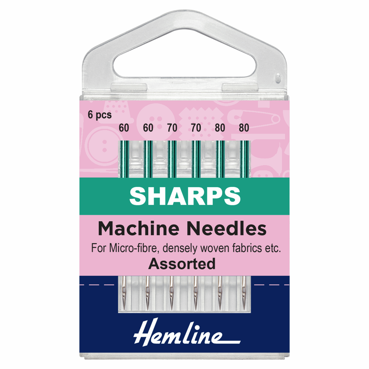 Hemline Sewing Machine Needles - Sharp/Micro: Mixed: 6 Pieces