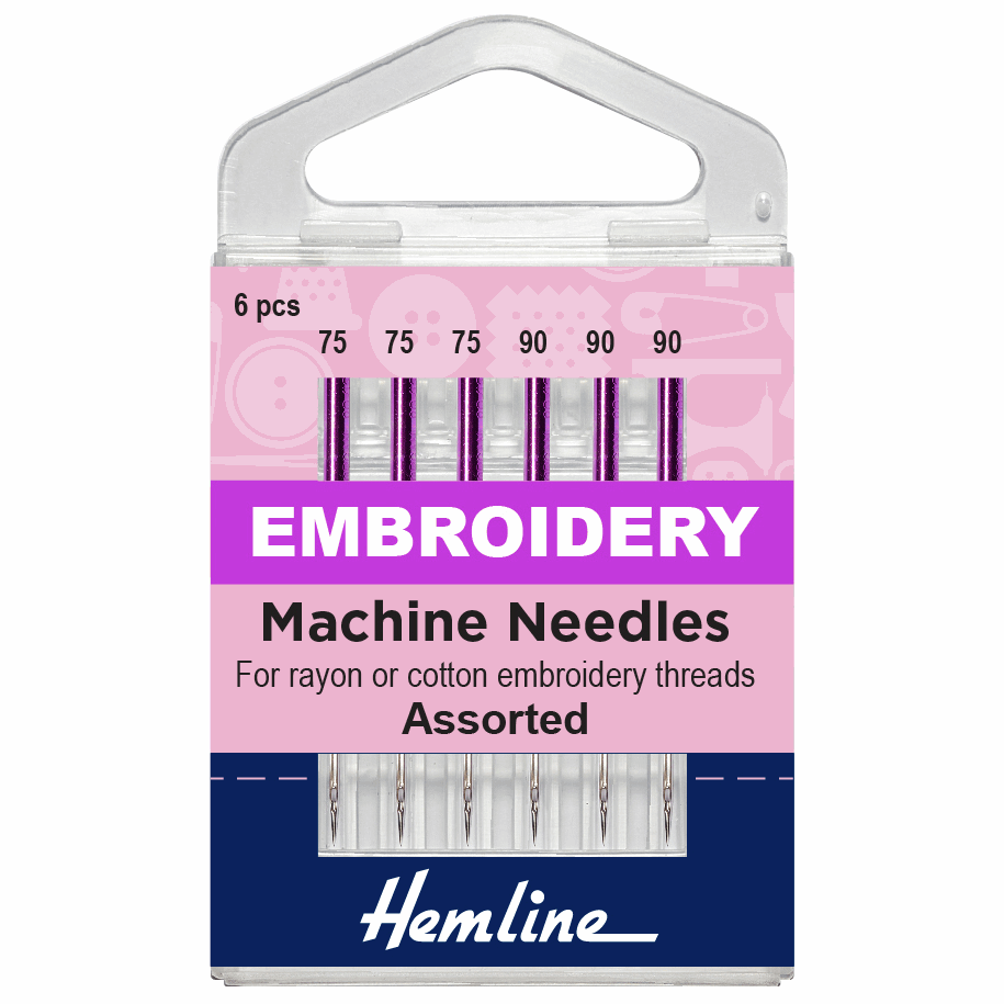 Hemline Sewing Machine Needles - Embroidery: Mixed: 6 Pieces