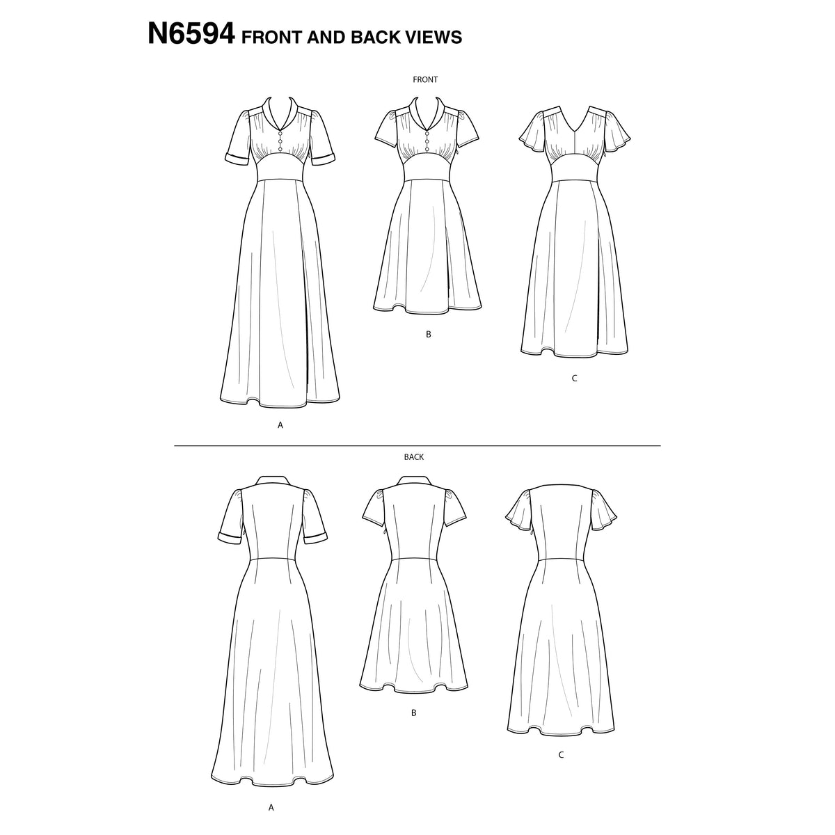 6594 New Look Sewing Pattern N6594 Misses' Dress In Three Lengths