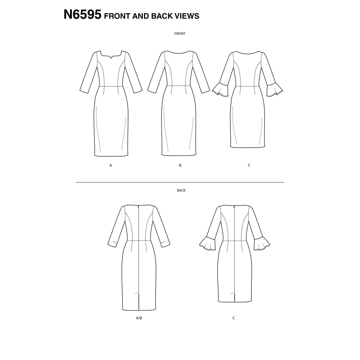 6595 New Look Sewing Pattern N6595 Misses' Sheath Dress