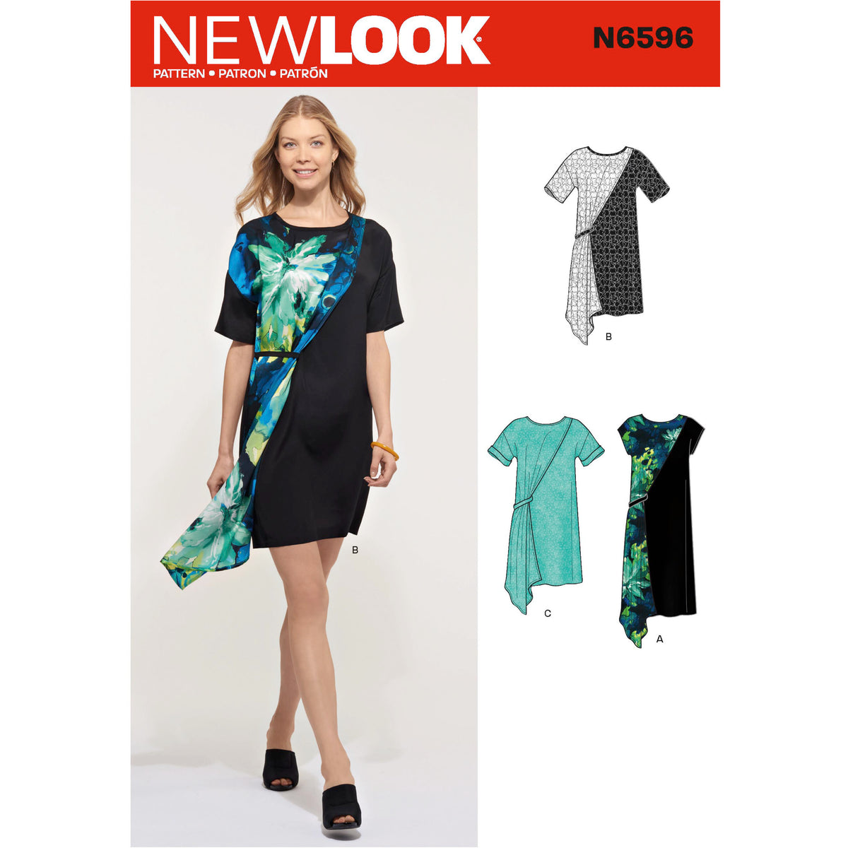 6596 New Look Sewing Pattern N6596 Misses' Asymmetrical Dress