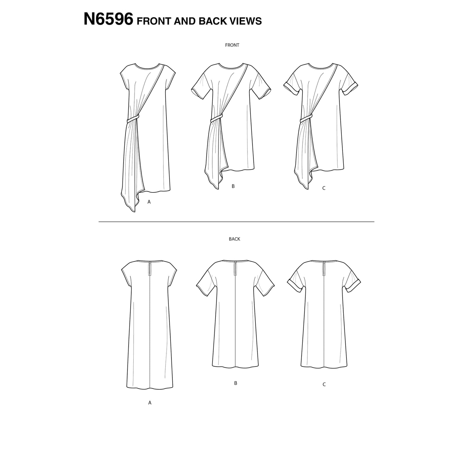 6596 New Look Sewing Pattern N6596 Misses' Asymmetrical Dress