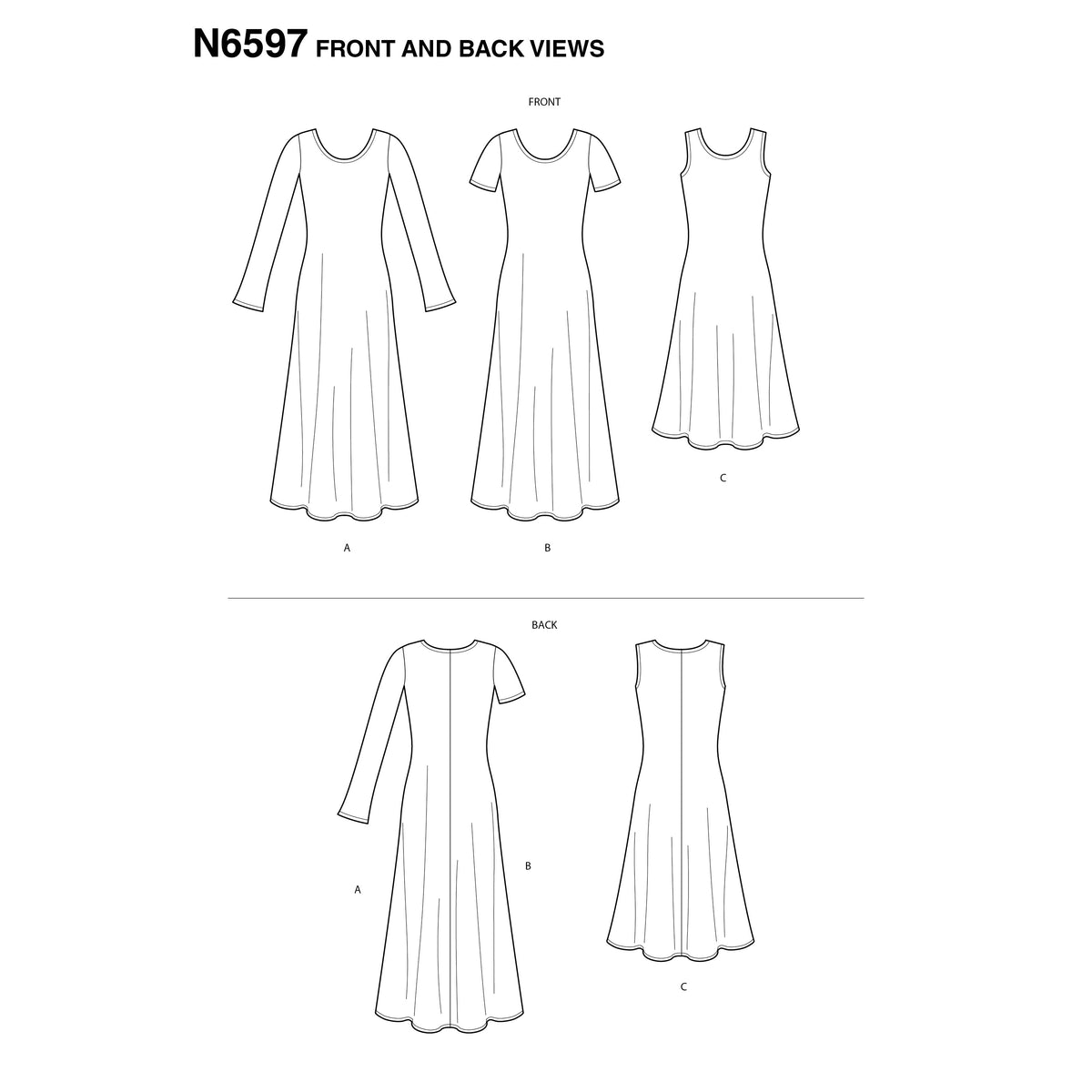 6597 New Look Sewing Pattern N6597 Misses' Knit Dress