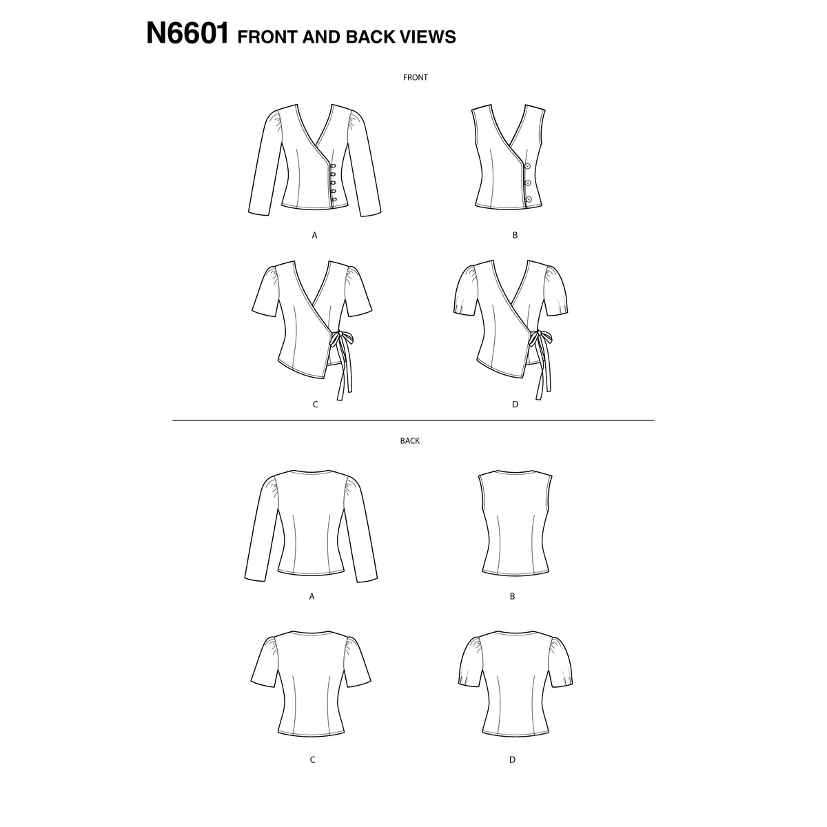 6601 New Look Sewing Pattern N6601 Misses' Tops