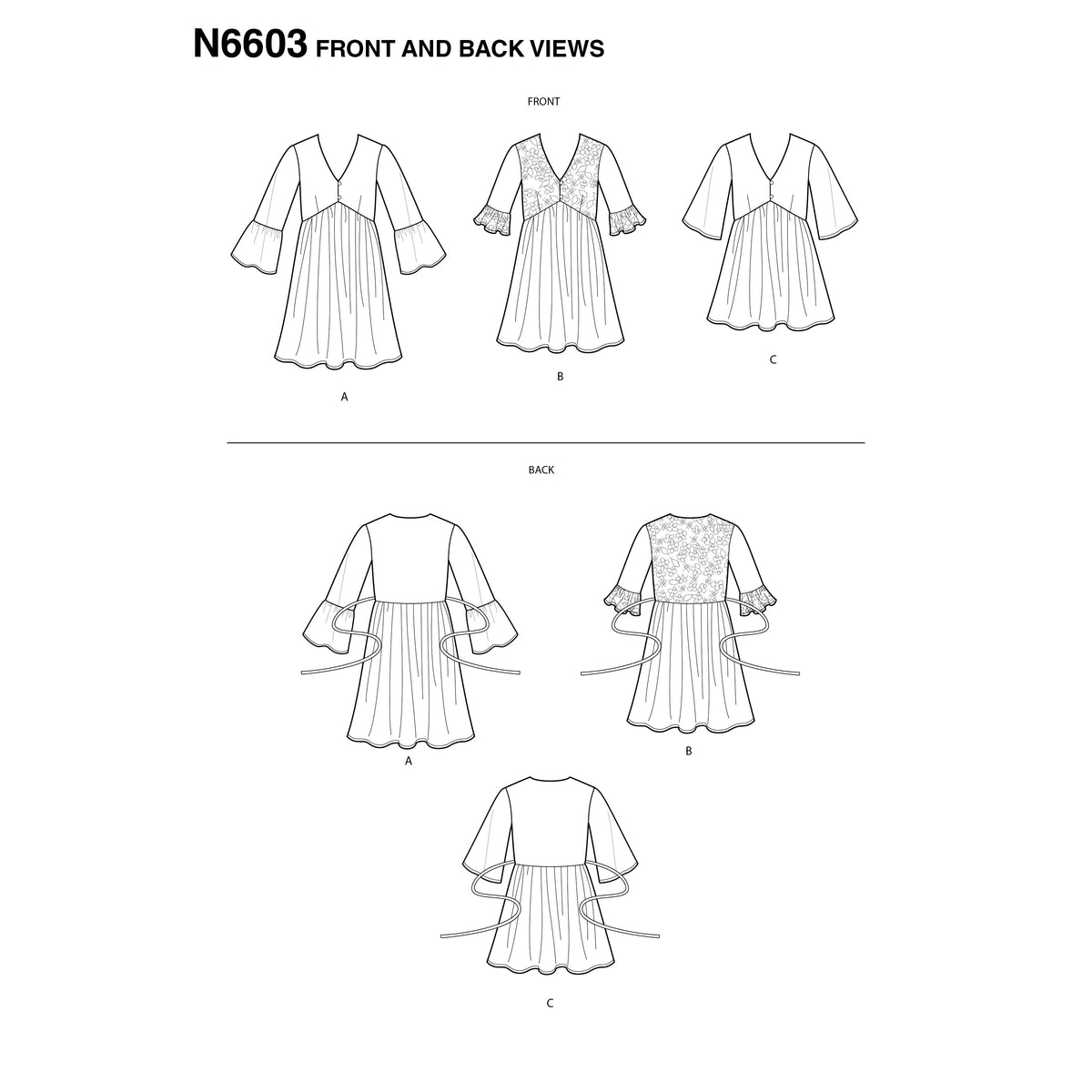 6603 New Look Sewing Pattern N6603 Misses' Mini Dress, Tunic and Top