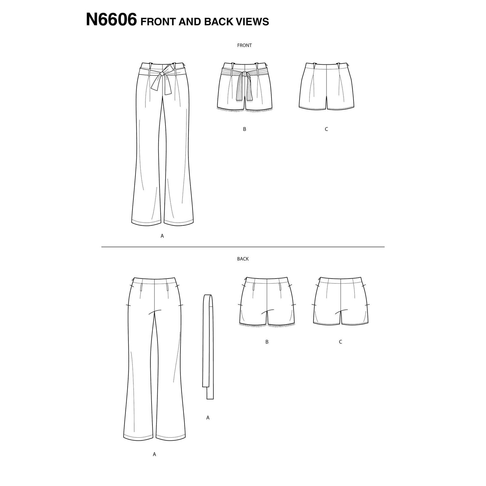 6606 New Look Sewing Pattern N6606 Misses' Pant and Shorts