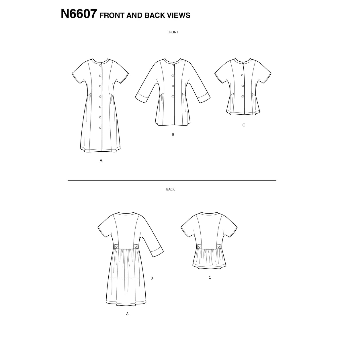 6607 New Look Sewing Pattern N6607 Misses' Mini Dress , Tunic and Top