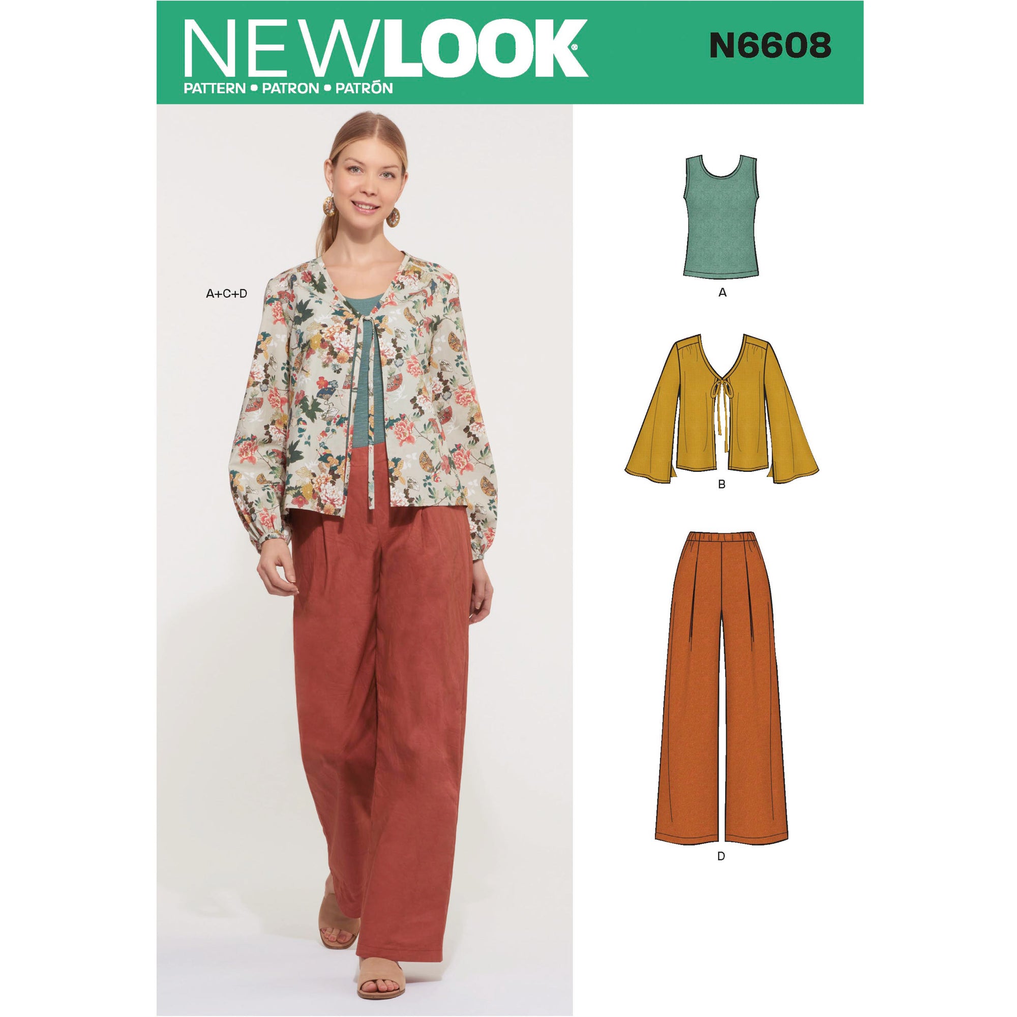 6608 New Look Sewing Pattern N6608 Misses' Jacket, Pants and Top