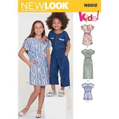 6612 New Look Pattern N6612 Children's, Girls' Jumpsuit, Romper and Dress