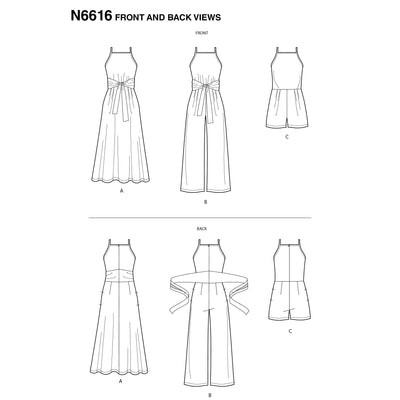 6616 New Look Sewing Pattern N6616 Misses' Dress And Jumpsuit