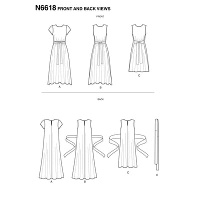 6618 New Look Sewing Pattern N6618 Misses' Dresses In Two Lengths
