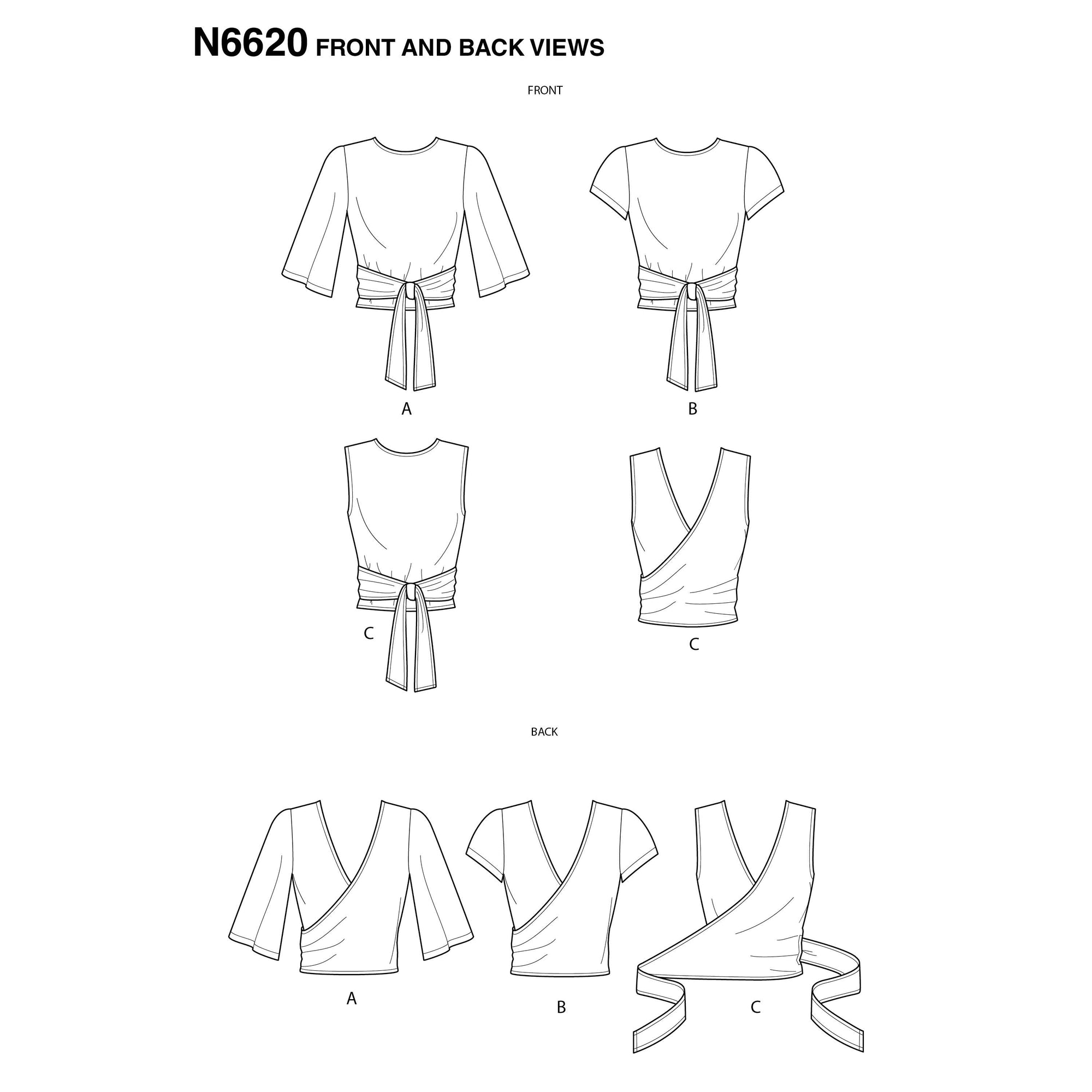 6620 New Look Sewing Pattern N6620 Misses' Wrap Tops