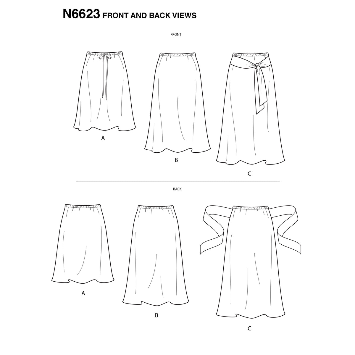 6623 New Look Sewing Pattern N6623 Misses' Skirt In Three Lengths