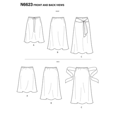 6623 New Look Sewing Pattern N6623 Misses' Skirt In Three Lengths