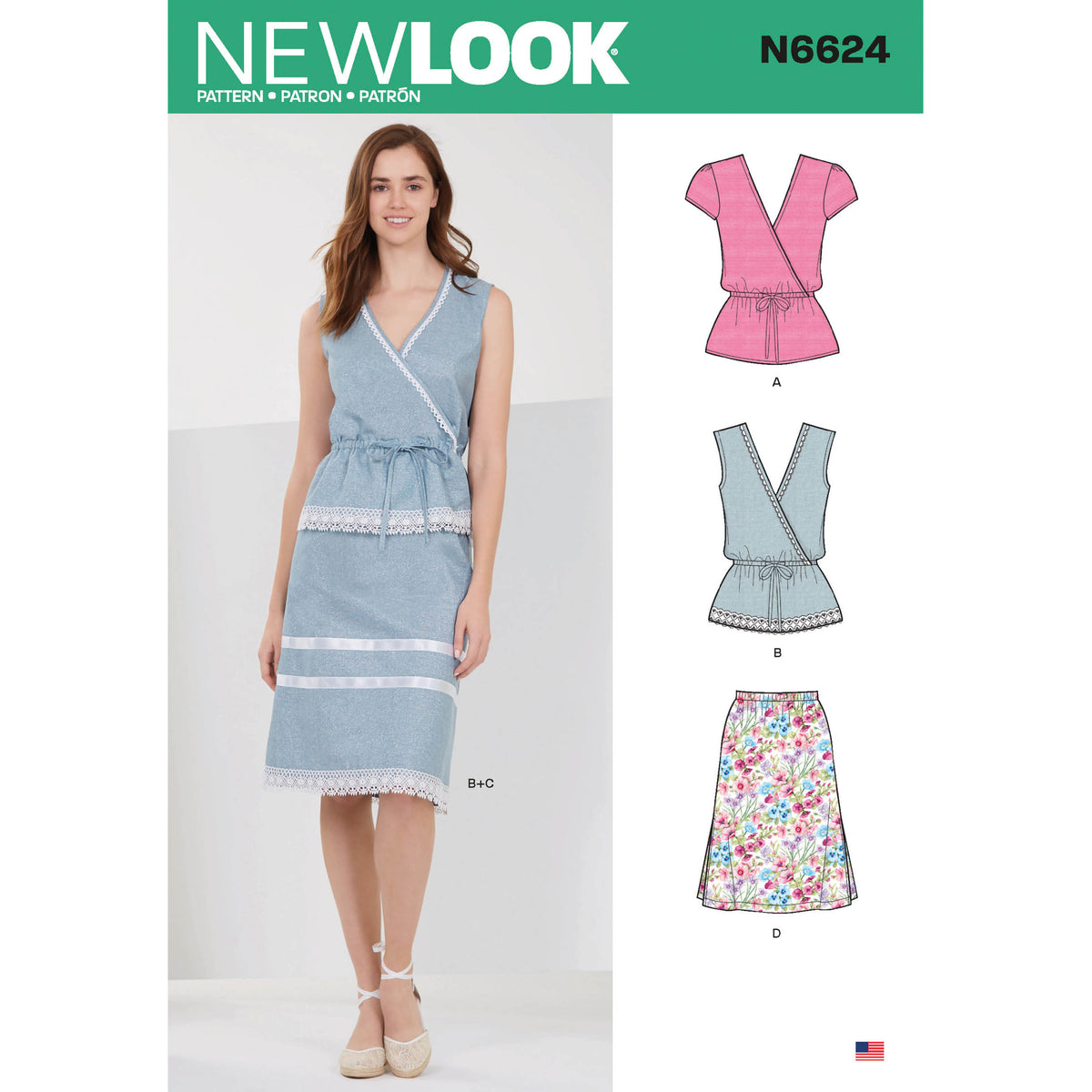 6624 New Look Sewing Pattern N6624 Misses' Tops And Pull On Skirts
