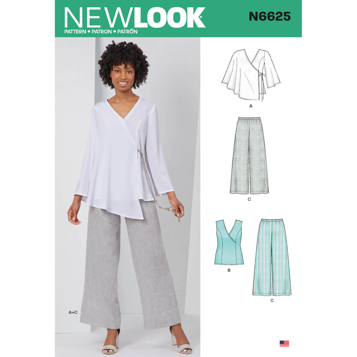 6625 New Look Sewing Pattern N6625 Misses' Tops And Pull On Pants