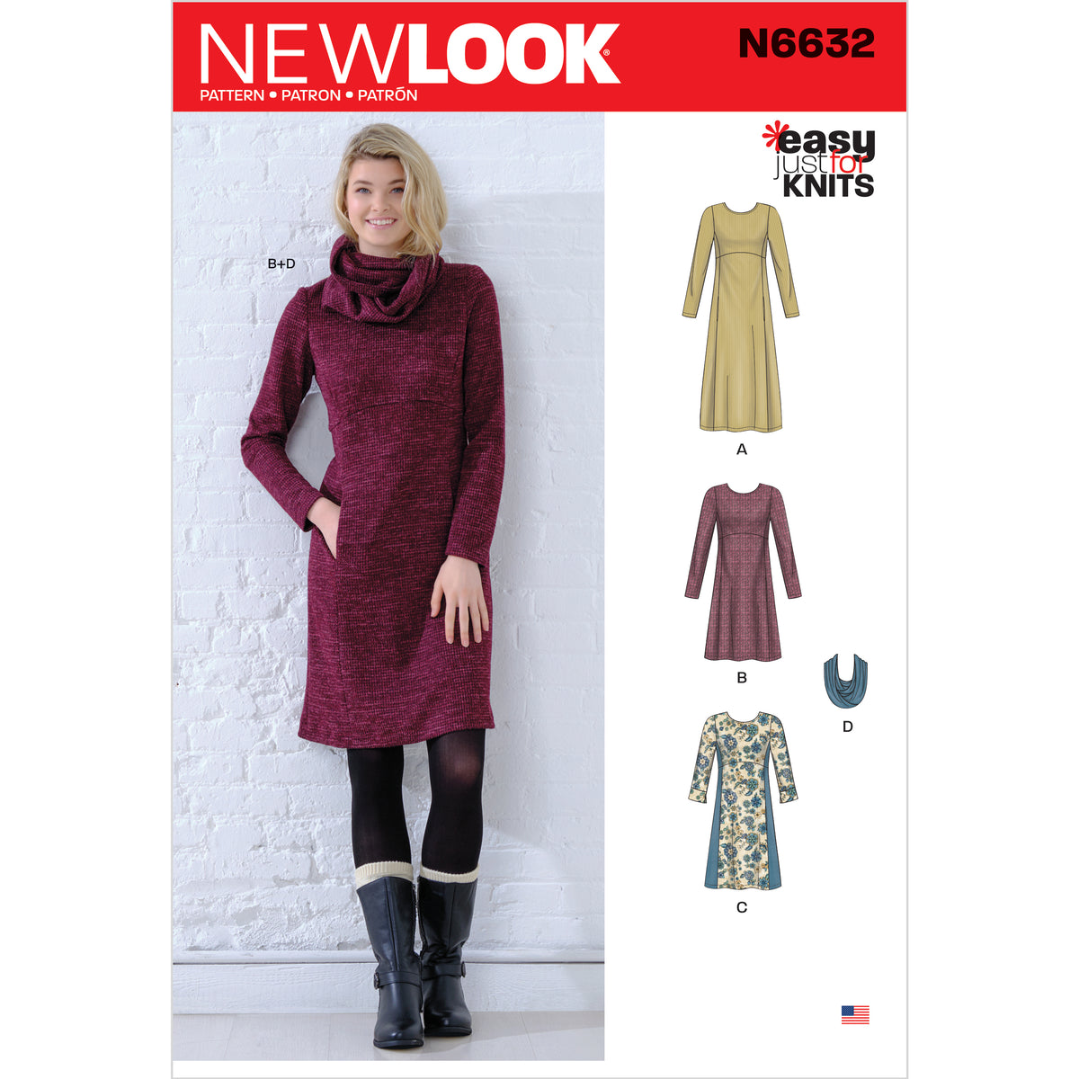 6632 New Look Sewing Pattern N6632 Misses' Knit Empire Dresses