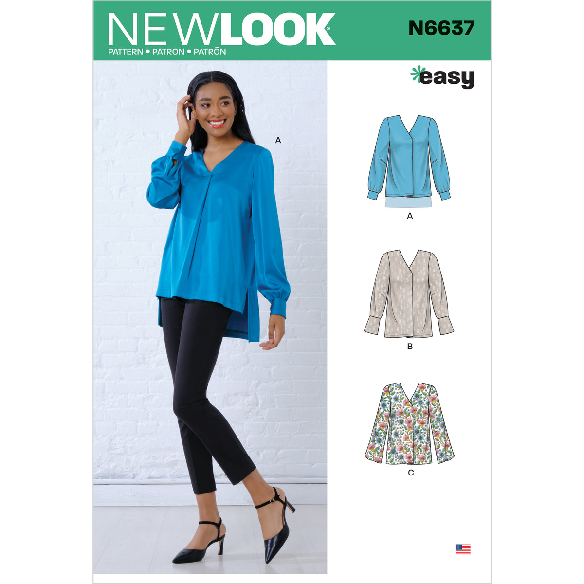 6637 New Look Sewing Pattern N6637 Misses' Loose Fitting Blouses