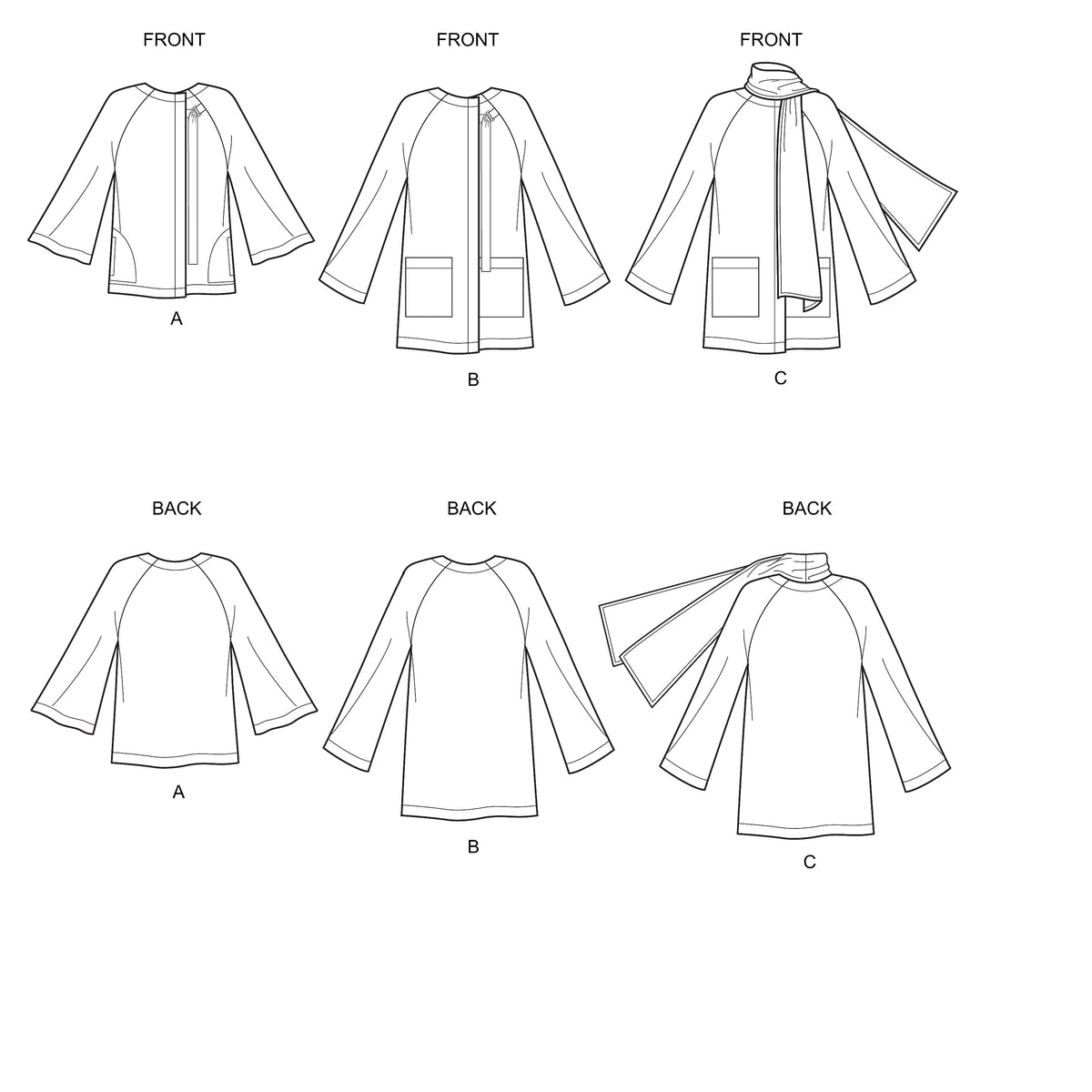 6639 New Look Sewing Pattern N6639 Misses' Poncho and Jackets