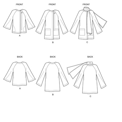 6639 New Look Sewing Pattern N6639 Misses' Poncho and Jackets