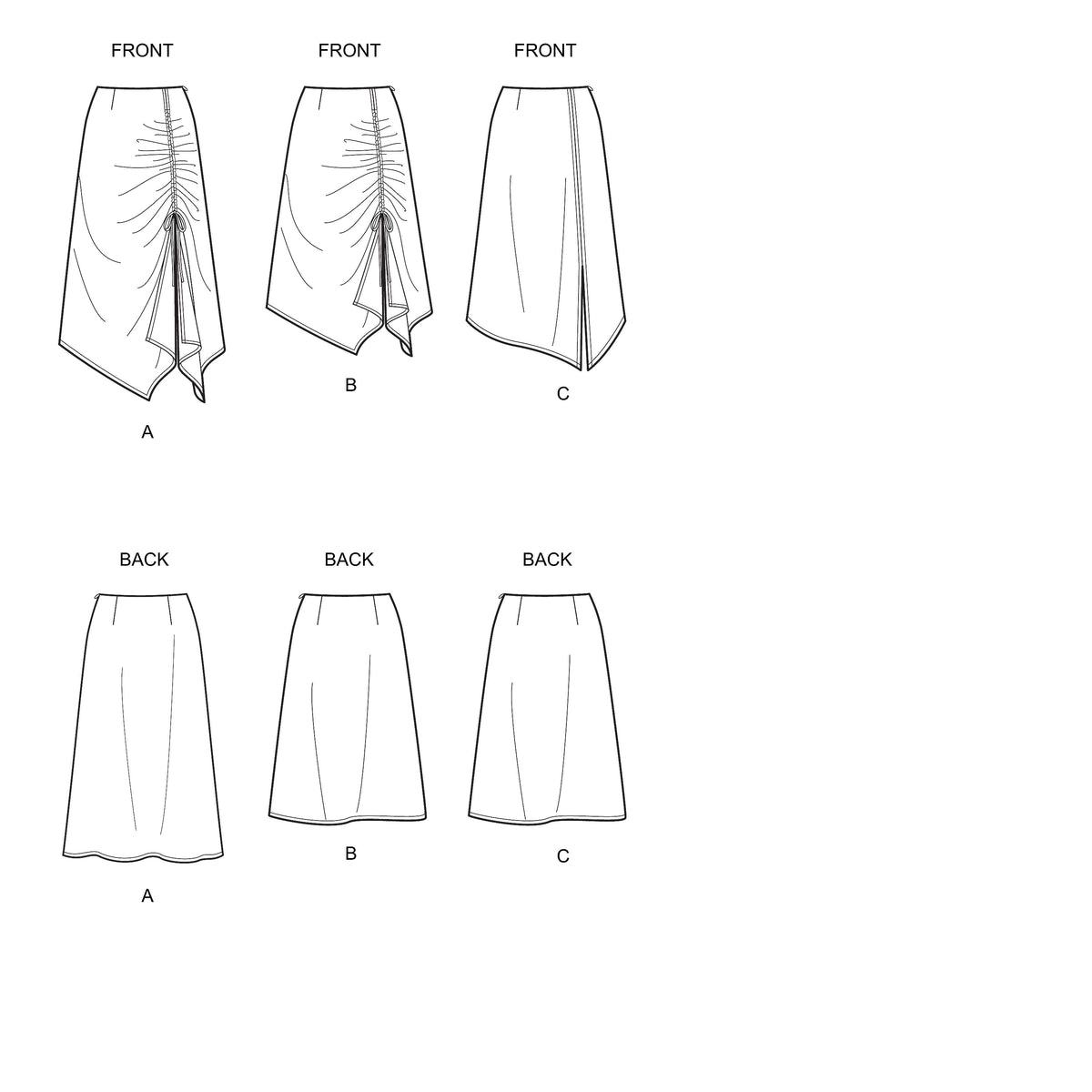 6640 New Look Sewing Pattern N6640 Misses' Asymmetrical Skirts